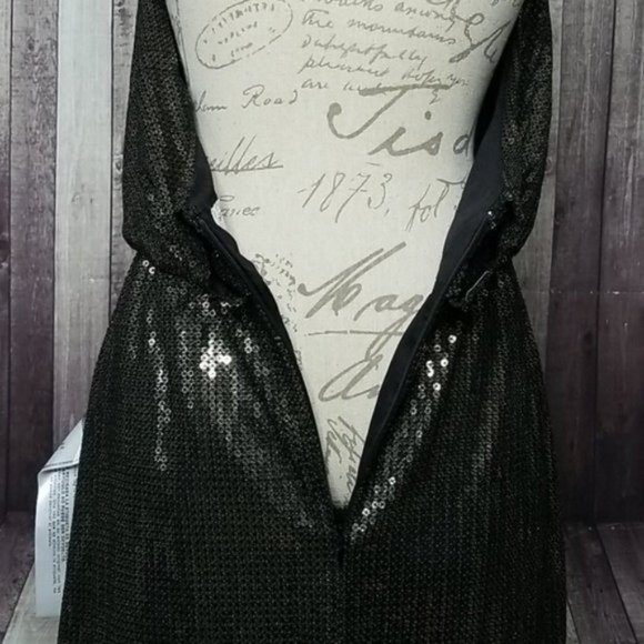 Dress the Population black & gold Zherra Sequin Midi Dress NEW - Picture 7 of 11